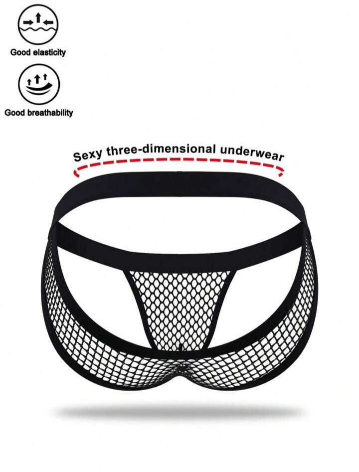 Men's Black Fashionable Mesh Backless Men's Briefs